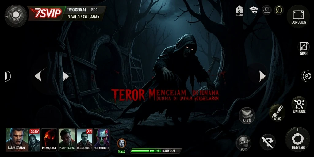 Tampak gameplay 7SVIP dengan suasana kegelapan yang mencekam.