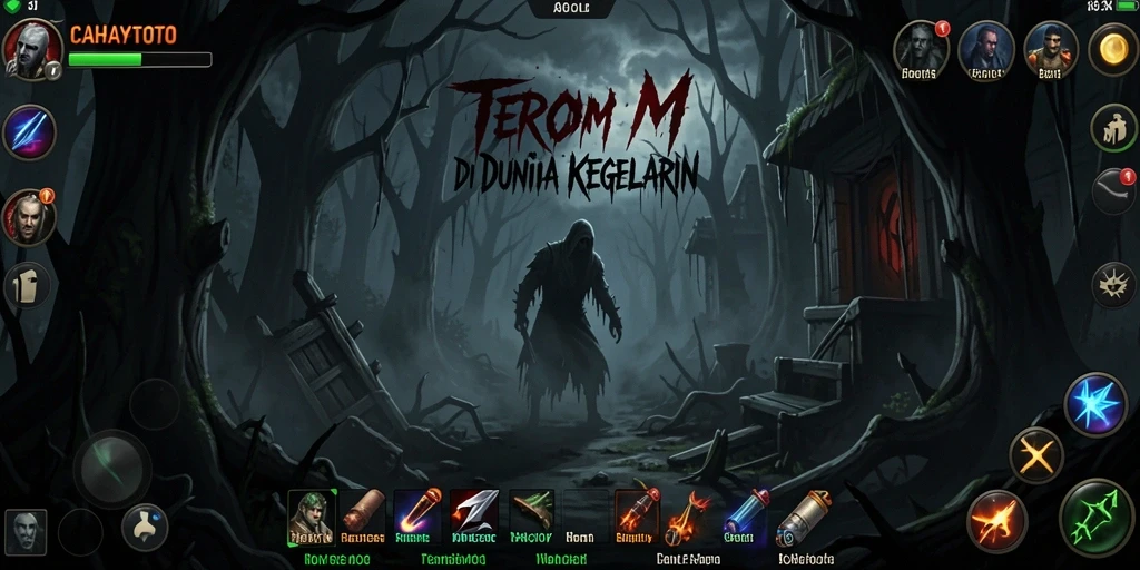 Screenshot gameplay CAHAYATOTO menampilkan suasana menyeramkan dan menegangkan.