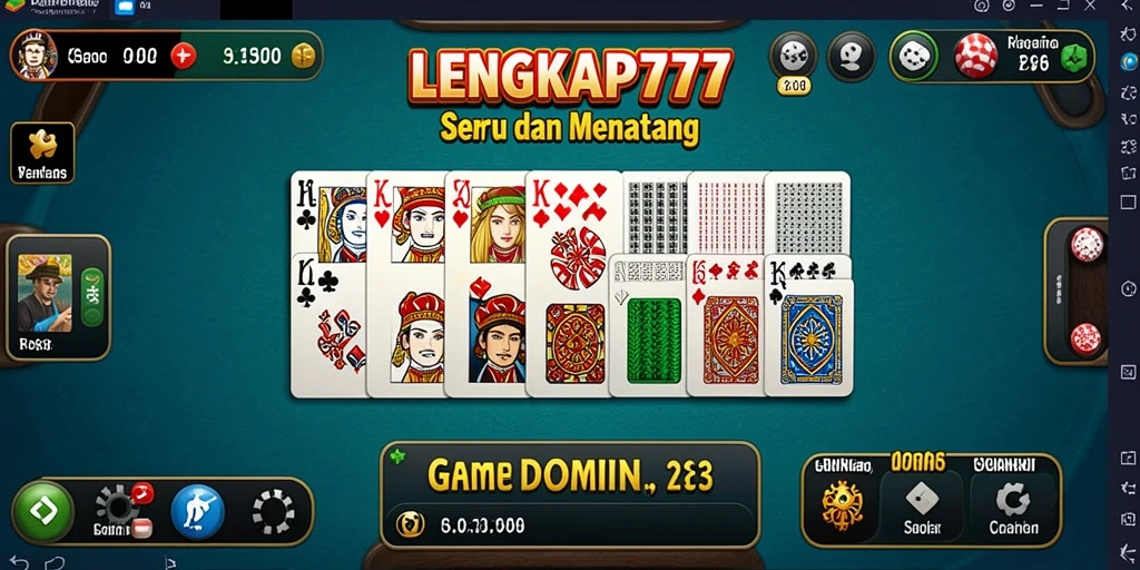 Screenshot utama LENGKAP777 menampilkan gameplay seru domino.
