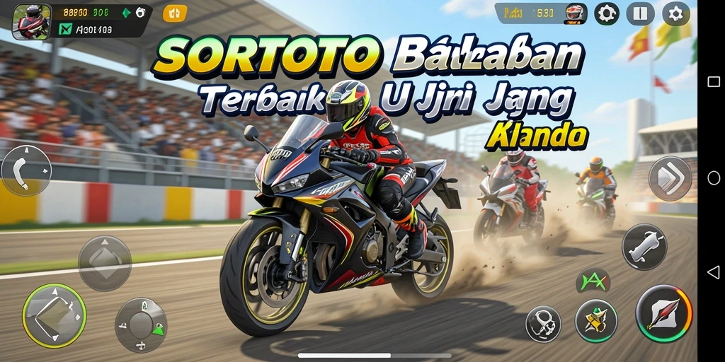 Gameplay SORTOTO menampilkan balapan motor yang seru dan mendebarkan.